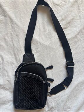 Antik Kraft Black Woven Sling Belt Bag